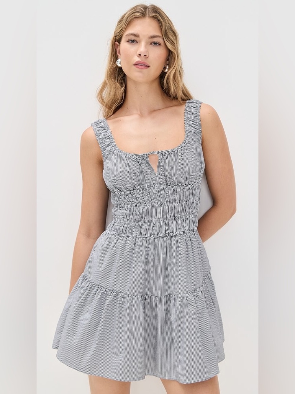 NIA Salt Mini Dress Smocked Striped Size Small